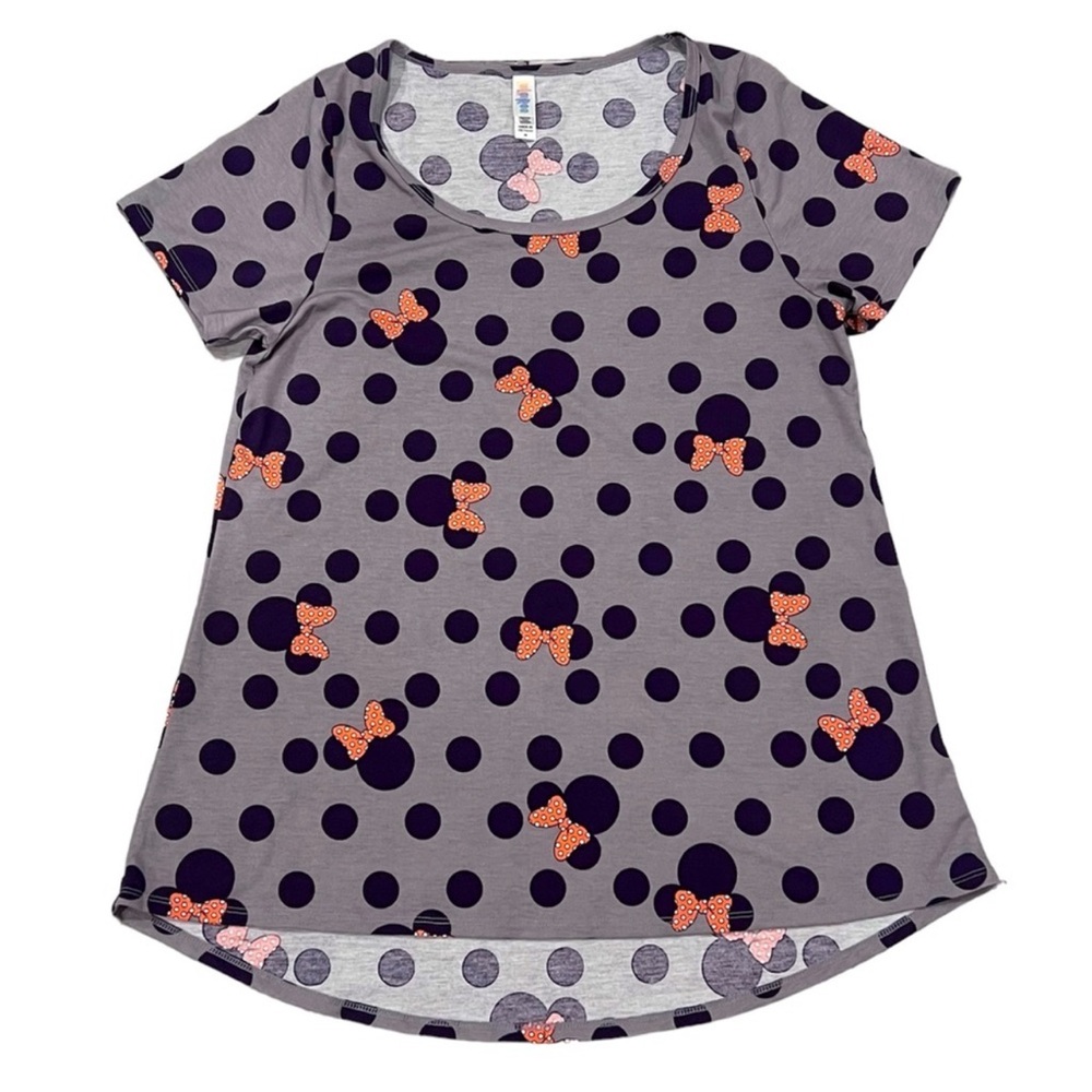 LuLaRoe x Disney Gray Minnie Mouse Polka Dot Classic Tee M NWT